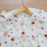  Bộ đùi bé gái xô muslin Áo Lá Homewear A264, bộ cộc tay bé gái cánh tiên bèo dễ thương babydoll 
