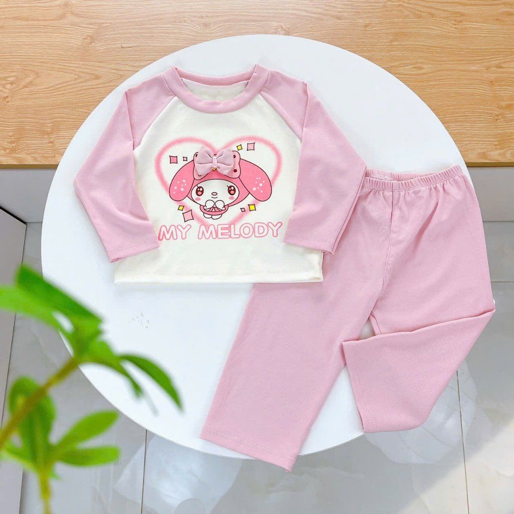  Bộ dài tay cho bé mặc ngủ vải Lyocell Áo Lá Homewear A228, pijama cho bé hình kuromi melody capybara mềm mát thấm hút 