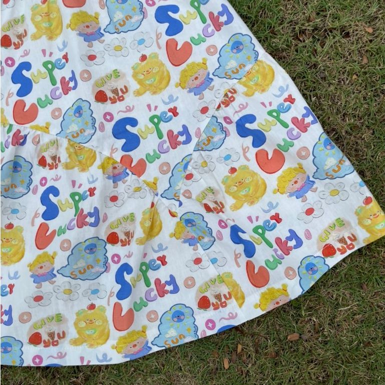  Váy hai dây bé gái mặc hè cotton mềm mát Áo Lá Homewear A141, váy hè cho bé gái babydoll maxi du lịch 