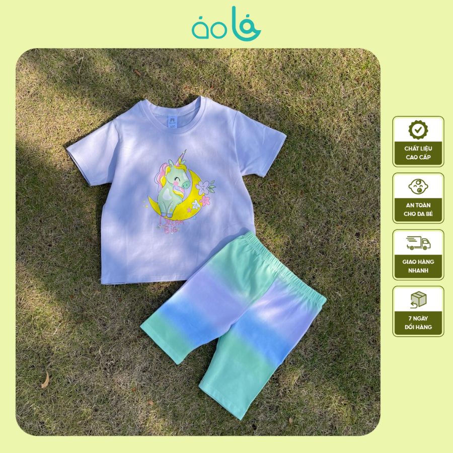  Bộ lửng bé gái thun cotton áo rộng quần legging cá tính, đồ bộ bé gái dễ thương NNB007 