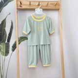 Bộ lửng cho bé vải modal A133 Áo Lá Homewear, bộ hè cho bé trai và bé gái sợi sồi siêu mướt mát hình in gấu dễ thương 