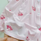  Bộ hè bé gái Tencel Lycra mỏng mát lạnh Lá Homewear A267, bộ cộc tay cho bé quần đùi babydoll kuromi melody 