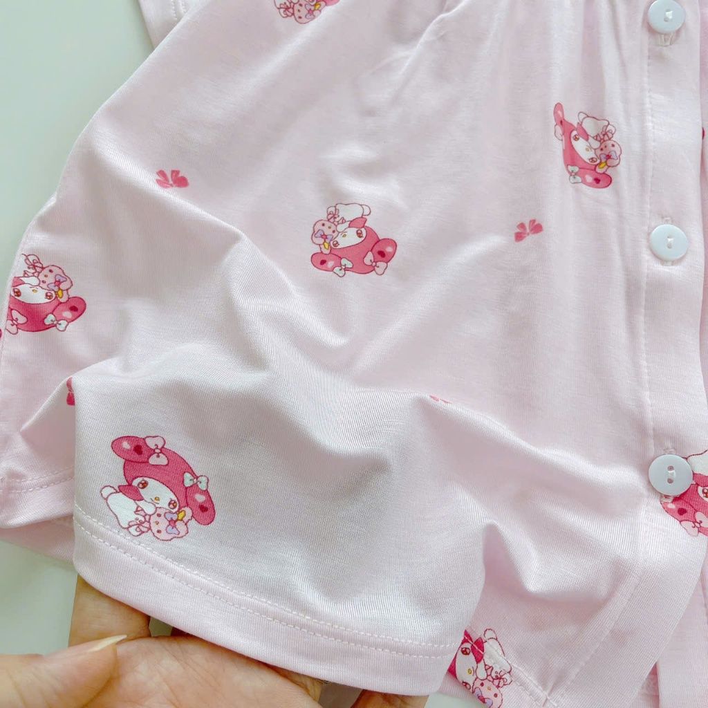  Bộ hè bé gái Tencel Lycra mỏng mát lạnh Lá Homewear A267, bộ cộc tay cho bé quần đùi babydoll kuromi melody 