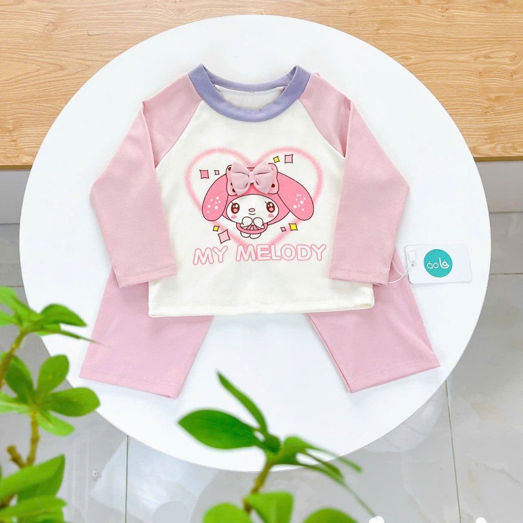  Bộ dài tay cho bé mặc ngủ vải Lyocell Áo Lá Homewear A228, pijama cho bé hình kuromi melody capybara mềm mát thấm hút 