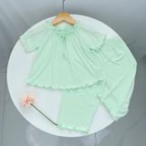  Bộ ngủ cho bé gái tay ngắn quần dài vải thun lụa Áo Lá Homewear A162, pijama cho bé gái mặc ngủ bốn mùa siêu mềm mát 