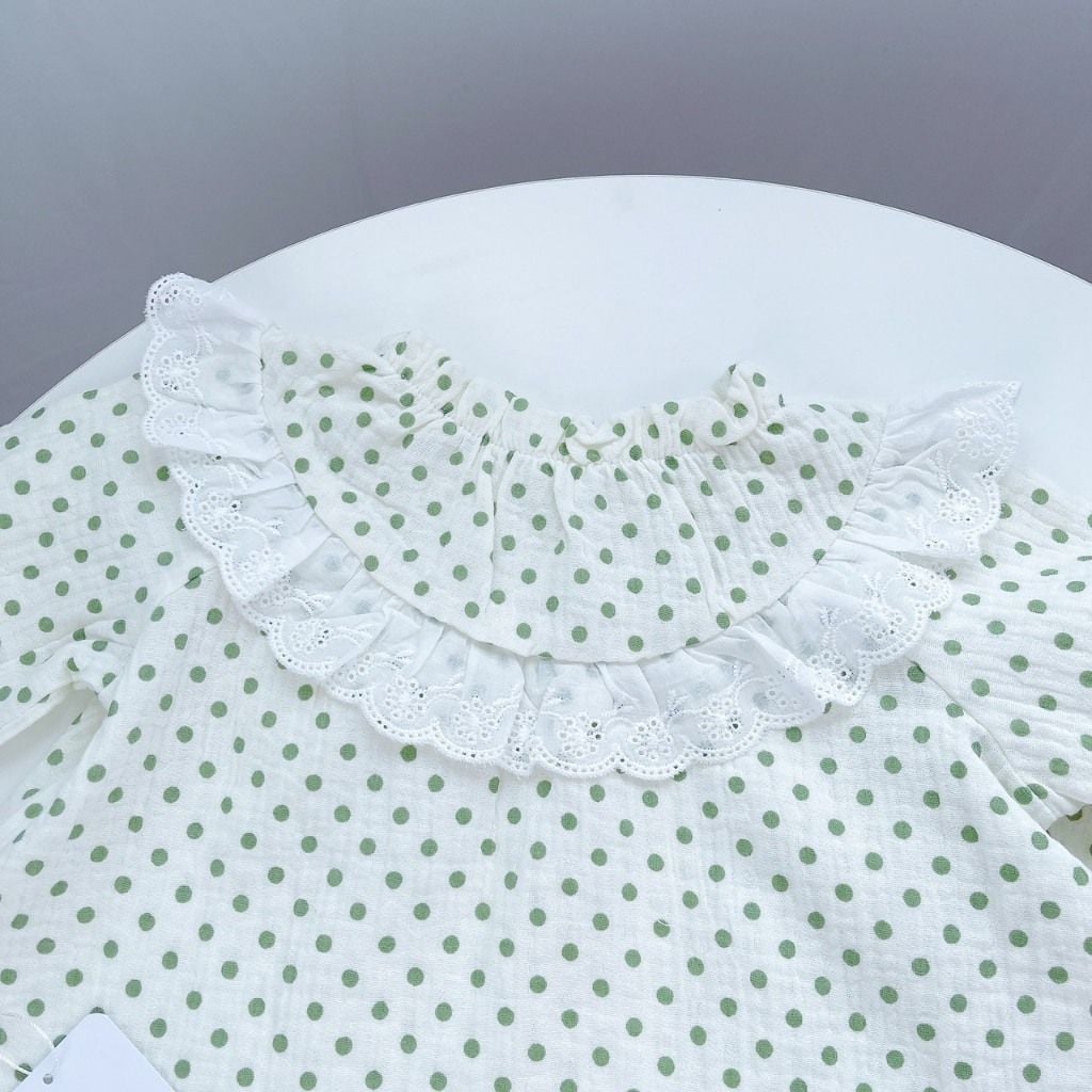  Pijama bé gái xô muslin Áo Lá Homewear A174, đồ bộ dài tay bé gái mặc ngủ bốn mùa thoáng mát 