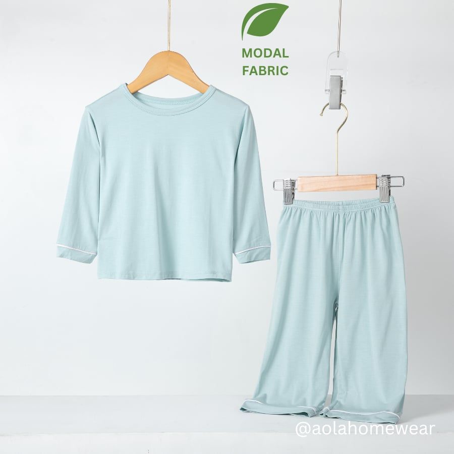 Bộ dài tay cho bé vải thun modal siêu mềm mát Áo Lá Homewear A048, pijama cho bé mặc ngủ vải sợi sồi 