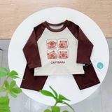  Bộ dài tay cho bé mặc ngủ vải Lyocell Áo Lá Homewear A228, pijama cho bé hình kuromi melody capybara mềm mát thấm hút 
