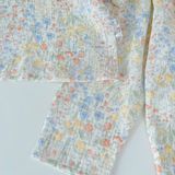  Pijama cho bé gái tay ngắn Lá Homewear A297 xô muslin cổ ren vintage hoa nhí dễ thương vải mềm mát 