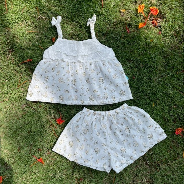  Bộ hai dây cho bé gái mặc hè thô hạt mềm mát Áo Lá Homewear A150, đồ bộ bé gái cotton quần váy đính nơ xinh 