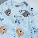  Pijama bé trai tay ngắn quần dài vải xô cotton Áo Lá Homewear A029, bộ ngủ bé trai 