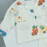  Pijama bé trai bé gái dài tay vải xô cotton Áo Lá Homewear A146, đồ ngủ trẻ em size đại nằm điều hòa bốn mùa 