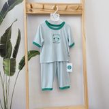  Bộ lửng cho bé vải modal A133 Áo Lá Homewear, bộ hè cho bé trai và bé gái sợi sồi siêu mướt mát hình in gấu dễ thương 