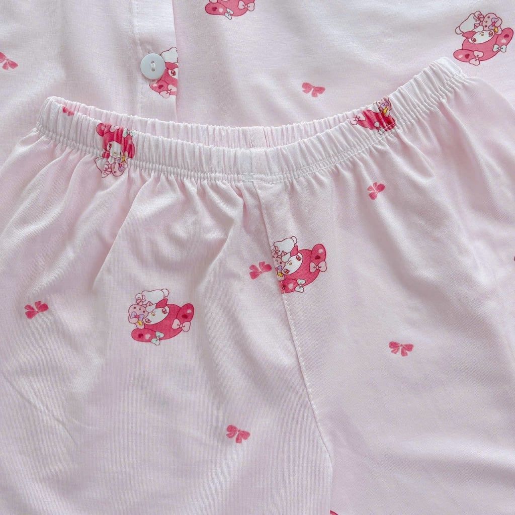  Bộ hè bé gái Tencel Lycra mỏng mát lạnh Lá Homewear A267, bộ cộc tay cho bé quần đùi babydoll kuromi melody 