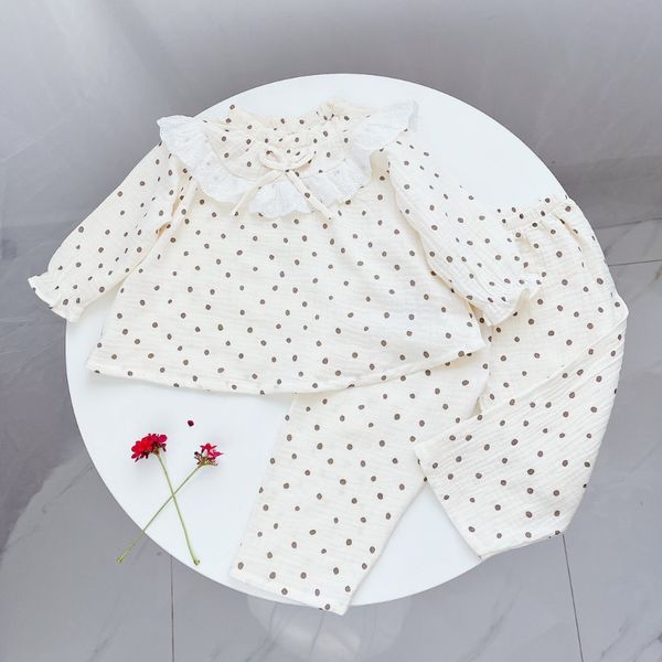  Pijama bé gái xô muslin Áo Lá Homewear A174, đồ bộ dài tay bé gái mặc ngủ bốn mùa thoáng mát 