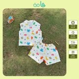  Bộ ba lỗ bé trai cổ pizama cotton mềm mát Áo Lá Homewear A140, đồ du lịch hè cho bé trai sát nách quần đùi đi biển 