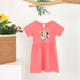  Đầm elsa cho bé gái thun cotton tay ngắn in hình hoạt hình kitty kỳ lân mickey minnie Áo Lá Homewear NNB003 