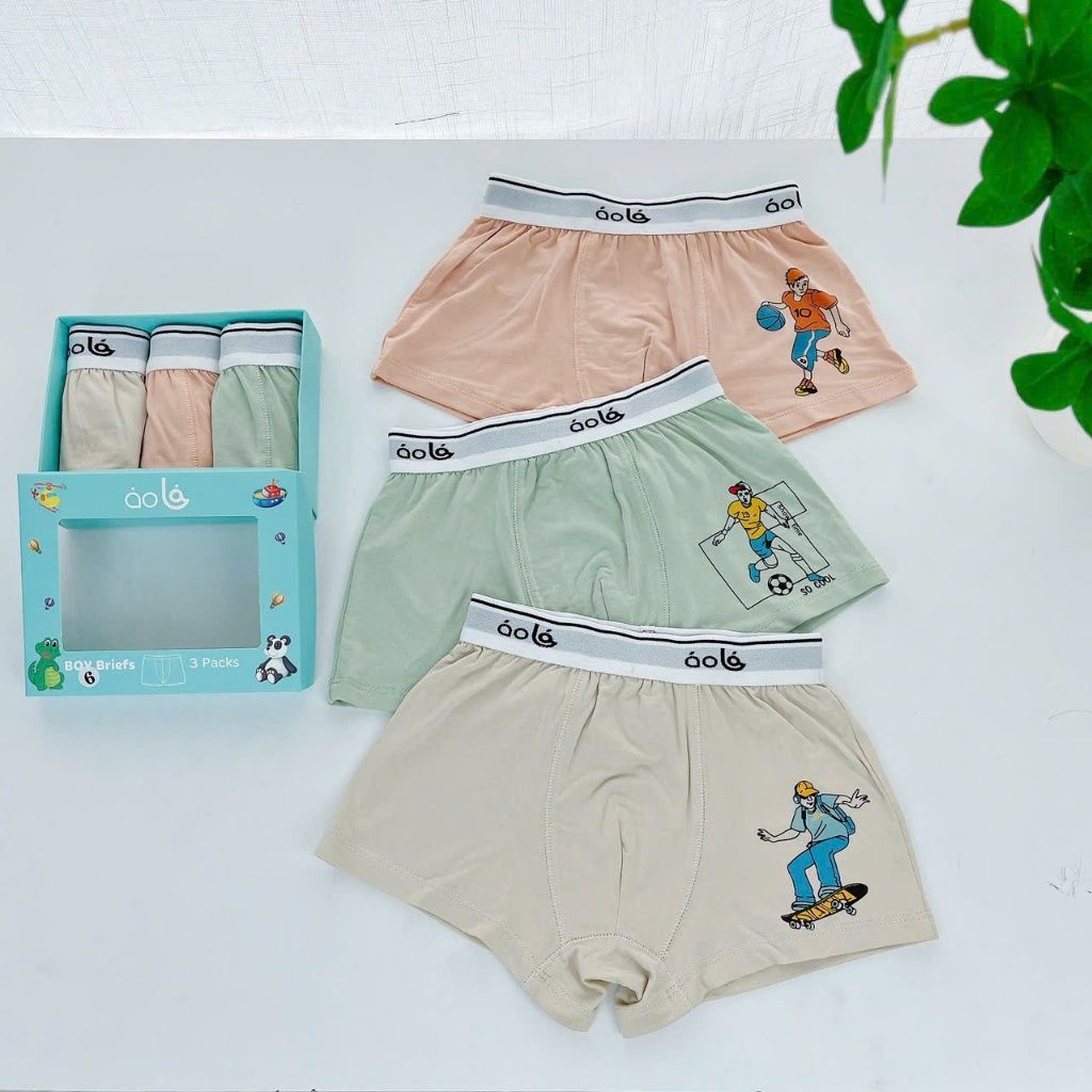  Quần lót bé trai vải sợi sồi Modal Áo Lá Homewear A201, quần sịp bé trai mềm mát lạnh, chip đùi kháng khuẩn cho bé 