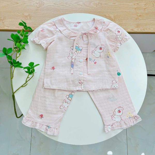  Đồ ngủ bé gái tay ngắn quần dài vải xô cotton Lá Homewear A261, pizama bé gái họa tiết unicorn dễ thương 