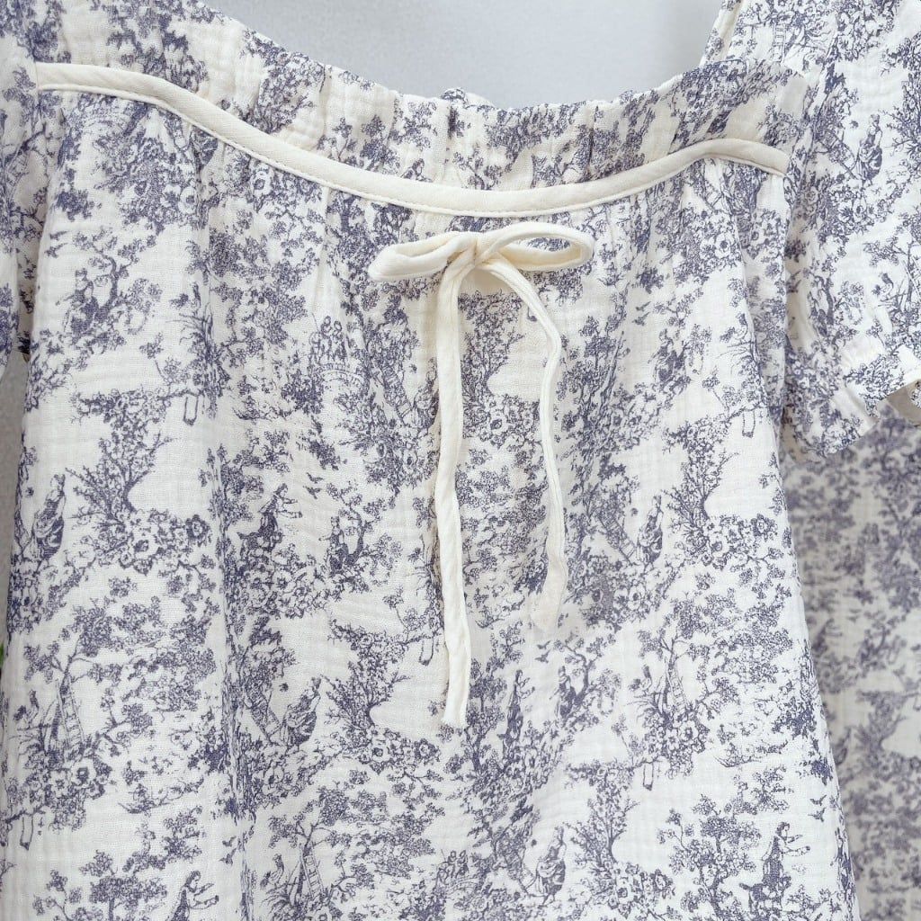  Bộ mặc nhà nữ xô muslin Áo Lá Homewear  A153, đồ bộ lửng nữ cho mẹ, đồ đôi mẹ bé 