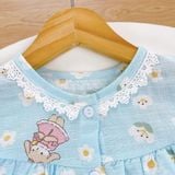  Bộ dài tay bé gái xô cotton Lá Homewear A263 mặc ngủ điều hòa babydoll , pizama cho bé gái thoáng mát dễ thương 