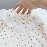  Pijama bé gái xô muslin Áo Lá Homewear A174, đồ bộ dài tay bé gái mặc ngủ bốn mùa thoáng mát 