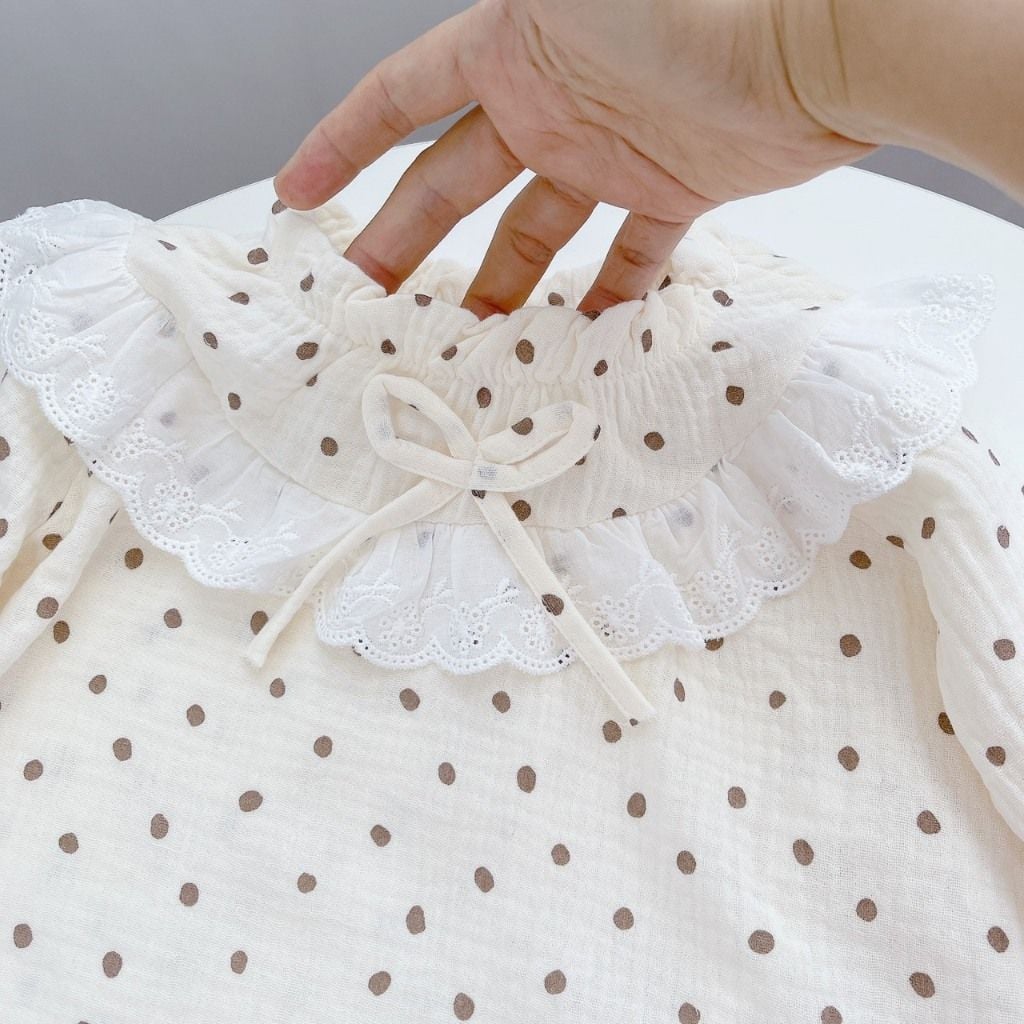  Pijama bé gái xô muslin Áo Lá Homewear A174, đồ bộ dài tay bé gái mặc ngủ bốn mùa thoáng mát 