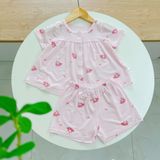  Bộ hè bé gái Tencel Lycra mỏng mát lạnh Lá Homewear A267, bộ cộc tay cho bé quần đùi babydoll kuromi melody 