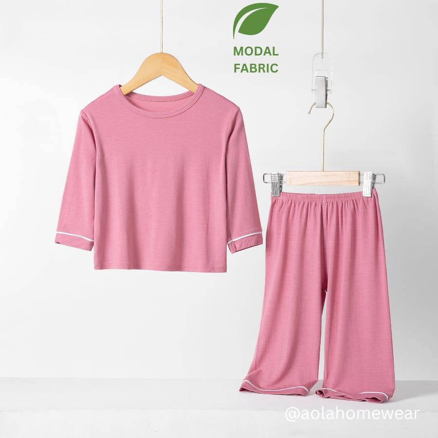  Bộ dài tay cho bé vải thun modal siêu mềm mát Áo Lá Homewear A048, pijama cho bé mặc ngủ vải sợi sồi 