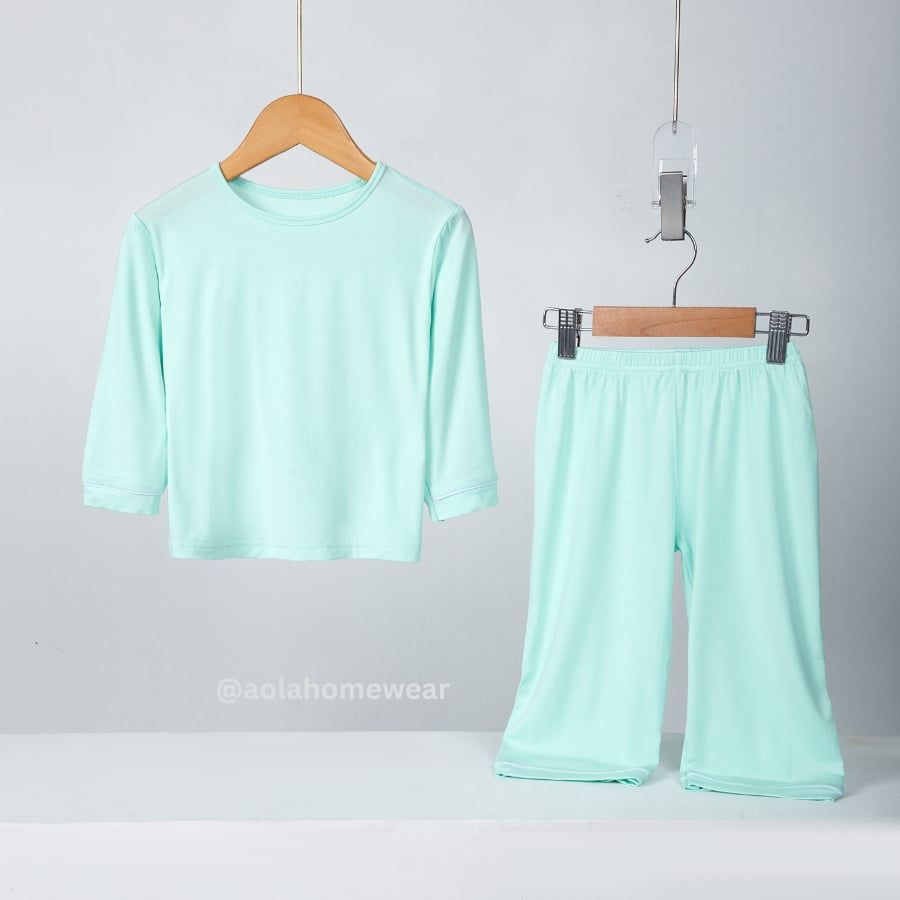  Bộ dài tay cho bé vải thun modal siêu mềm mát Áo Lá Homewear A048, pijama cho bé mặc ngủ vải sợi sồi 