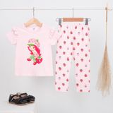  Đồ ngủ bé gái tay ngắn quần dài thun cotton in hình elsa mickey, bộ bé gái cánh tiên dễ thương Áo Lá Homewear NNB005 