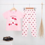  Đồ ngủ bé gái tay ngắn quần dài thun cotton in hình elsa mickey, bộ bé gái cánh tiên dễ thương Áo Lá Homewear NNB005 