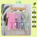  Bộ lửng cho bé vải modal A133 Áo Lá Homewear, bộ hè cho bé trai và bé gái sợi sồi siêu mướt mát hình in gấu dễ thương 