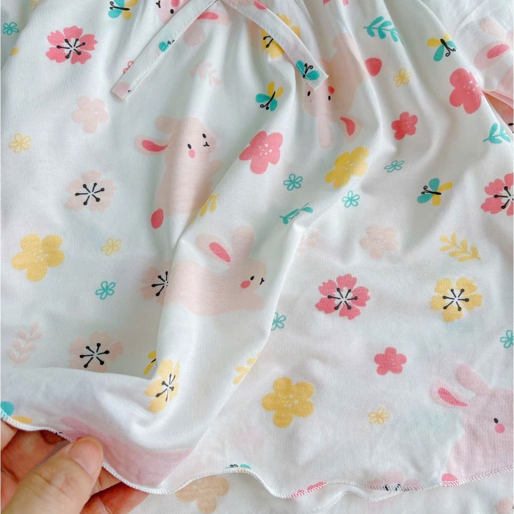  Bộ dài tay cho bé gái 95% sợi sồi Modal Ice Cool Áo Lá Homewear A238 mềm mướt mát lạnh babydoll họa tiết đáng yêu 