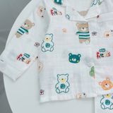  Pijama bé trai bé gái dài tay vải xô cotton Áo Lá Homewear A146, đồ ngủ trẻ em size đại nằm điều hòa bốn mùa 