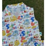  Bộ ba lỗ bé trai cổ pizama cotton mềm mát Áo Lá Homewear A140, đồ du lịch hè cho bé trai sát nách quần đùi đi biển 