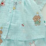  Bộ hè bé gái áo babydoll cánh tiên vải xô hai lớp mềm mát họa tiết thỏ mèo Áo Lá Homewear A049 