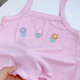  Bộ hai dây bé gái thun tăm lạnh rayon Áo Lá Homewear A159, đồ bộ bé gái hai dây quần lửng đính hoa xinh xắn 