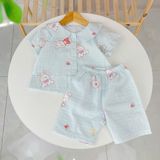  Bộ lửng bé gái Lá Homewear A293 xô cotton tay raglan họa tiết kỳ lân dễ thương thoáng mát 