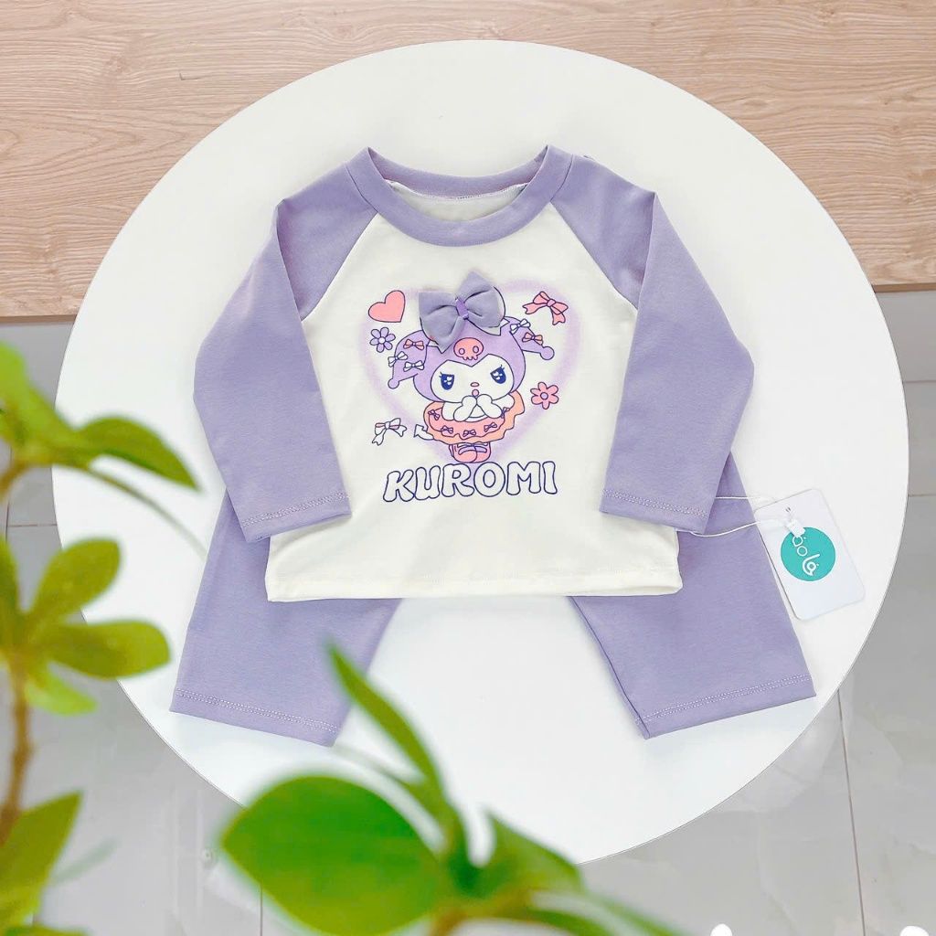  Bộ dài tay cho bé mặc ngủ vải Lyocell Áo Lá Homewear A228, pijama cho bé hình kuromi melody capybara mềm mát thấm hút 