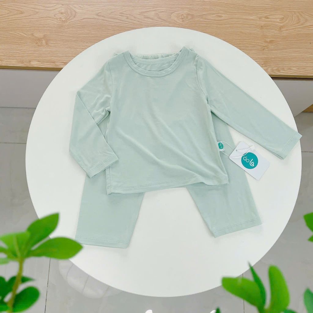  Bộ dài tay cho bé 95% sợi sồi Modal Áo Lá Homewear A221, pizama bé trai gái bốn mùa mát lạnh mềm mướt 
