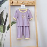  Bộ lửng cho bé vải modal A133 Áo Lá Homewear, bộ hè cho bé trai và bé gái sợi sồi siêu mướt mát hình in gấu dễ thương 