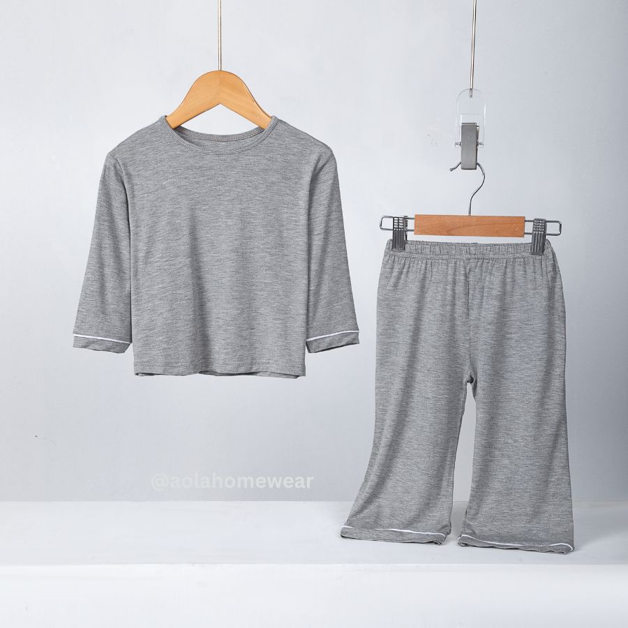  Bộ dài tay cho bé vải thun modal siêu mềm mát Áo Lá Homewear A048, pijama cho bé mặc ngủ vải sợi sồi 