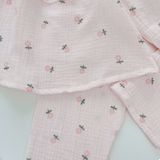  Bộ dài tay bé gái xô muslin Áo Lá Homewear A216, pijama bé gái mặc ngủ bốn mùa mềm mát thấm hút 7kg-27kg 