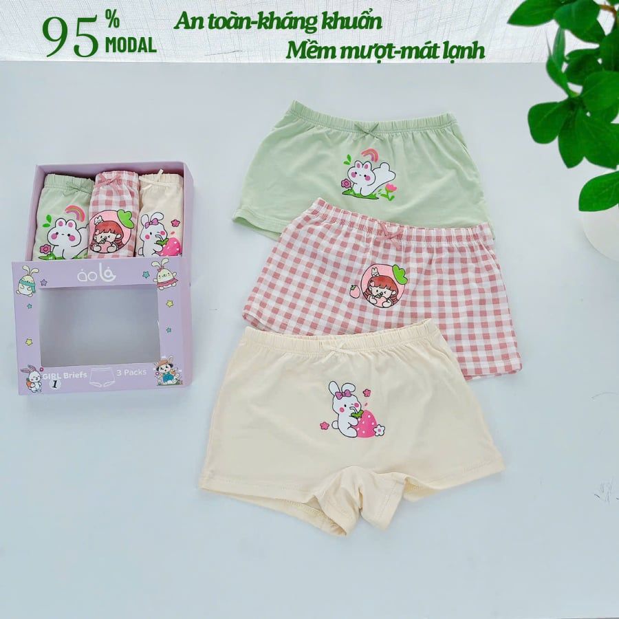  Quần lót bé gái vải sợi sồi Modal Áo Lá Homewear A200, quần chip đùi bé gái mặc váy kháng khuẩn mướt mát lạnh 