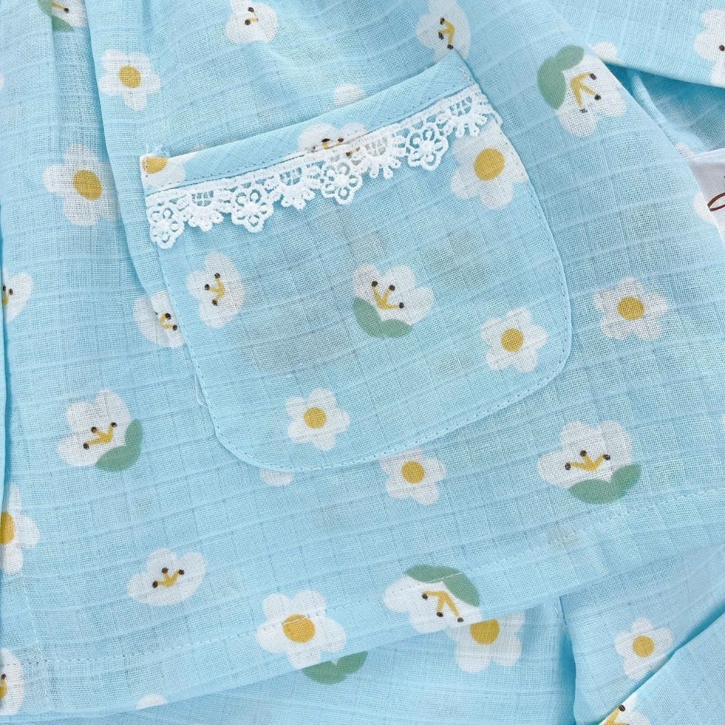  Bộ dài tay bé gái xô cotton Lá Homewear A263 mặc ngủ điều hòa babydoll , pizama cho bé gái thoáng mát dễ thương 