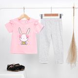  Đồ ngủ bé gái tay ngắn quần dài thun cotton in hình elsa mickey, bộ bé gái cánh tiên dễ thương Áo Lá Homewear NNB005 