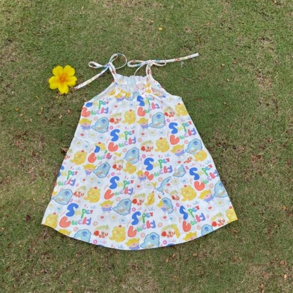  Váy hai dây bé gái mặc hè cotton mềm mát Áo Lá Homewear A141, váy hè cho bé gái babydoll maxi du lịch 