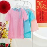  Áo dài Tết bé gái lụa tơ mát sang trọng, áo dài truyền thống cho bé AD01 Áo Lá Homewear 