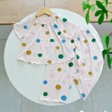  Bộ tay ngắn quần dài bé gái 95% sợi sồi Modal Ice Cool Áo Lá Homewear A258 mềm mướt mát lạnh babydoll dễ thương 